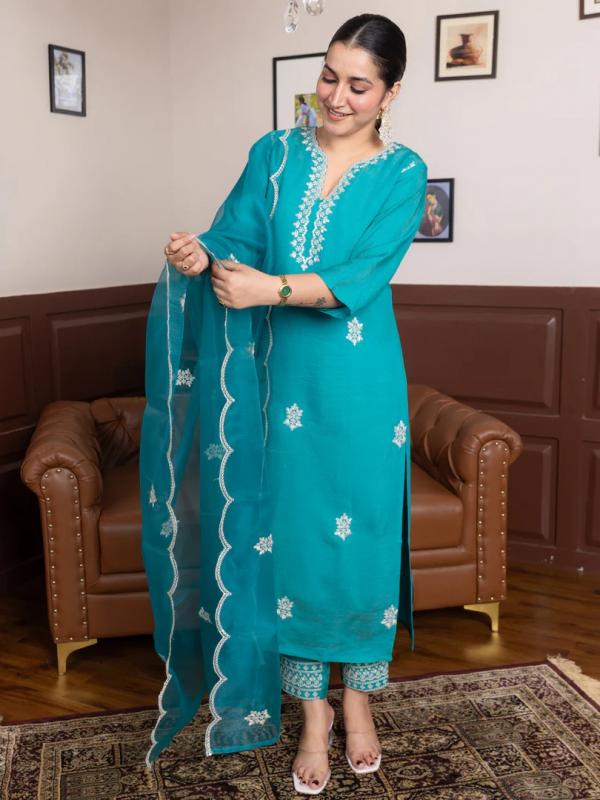 VP 9749 T Rama Viscose Rayon Kurta with Trousers & Dupatta Suits